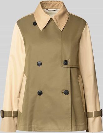 Max Mara Cropped Trenchcoat aus Baumwoll-Mix in Khaki Melange, Gr&ouml;&szlig;e 34