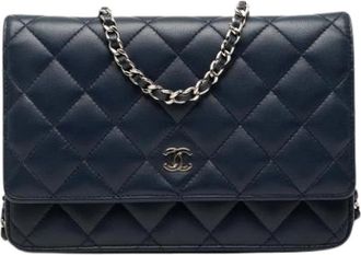 Chanel Pre-owned Wallet on Chain - Dames - Vintage Schoudertas - Blauw - ONE Size - Leer - Vintage