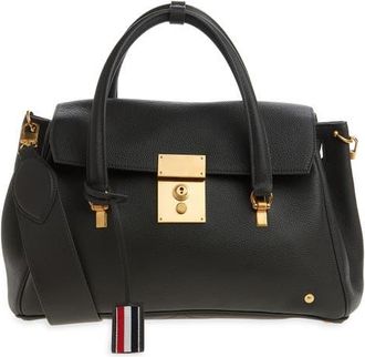 Thom Browne Bolton Pebble Grain Leather Satchel in Black at Nordstrom