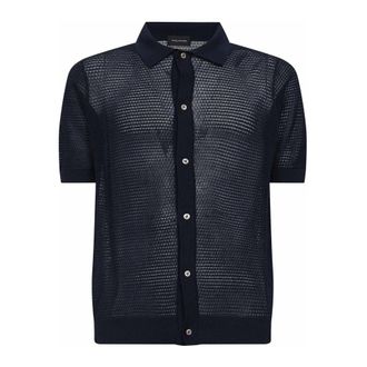 Tagliatore Short Sleeve Shirts, male, Blue, Size: 2XL Buttoned Shirt