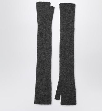 Roberto Collina Long grey gloves in cashmere and silk blend