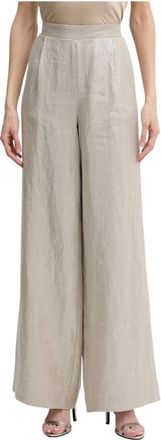 Joseph Ribkoff Broeken, Dames, Beige, XS, Linnen, Gevoerde Linnen Broek met Wijde Pijpen
