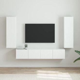 vidaXL vidaXL Mobile TV da parete 2 pcs Bianco Lucido 30 x 31 x 100 cm
