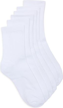 Nordstrom Everyday 3-Pack Demi Crew Socks in White at Nordstrom, Size 9