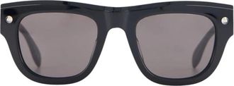 Alexander McQueen Moderne vierkante zonnebril met roze lenzen - Heren - Zonnebrillen - Zwart - ONE Size - Accessoires