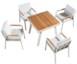 Higold Outdoor Design Dining-Set Nofi 4+1 - Light Taupe/Weiss