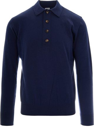 Eleventy Grey Long-Sleeve Cashmere Blend Polo Shirt