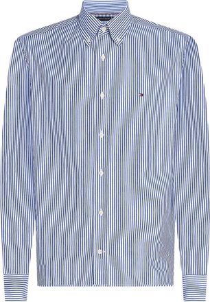Tommy Hilfiger Popeline Gestreept Shirt - Heren - Casual Overhemden - Blauw - 3XL - Overhemden