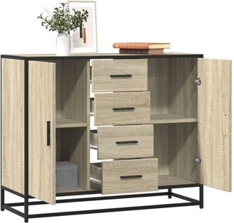 vidaXL Aparador De Madera De Ingenier&iacute;a Roble Sonoma 92x35x76 Cm Vidaxl