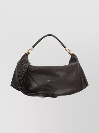 Chlo&eacute; small canvas tote bag with leather trim