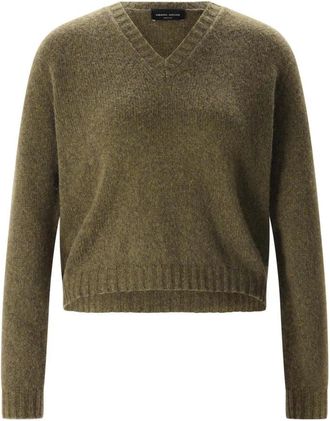 Roberto Collina Truien & Vesten, Dames, Groen, S, Wol, V-hals Truien