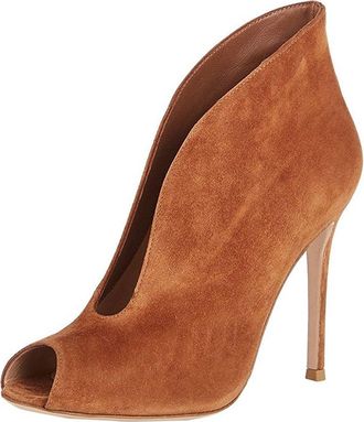 Generic Fashion Suede Pull on Stiletto Heel Ankle Boots for Women, Classic Comfort Peep Toe Heeled Pumps Short Booties, Vintage Solid Color Bridal Prom Party 