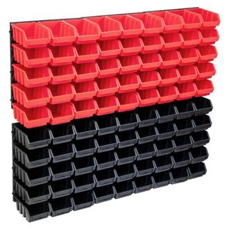 Berkfield Home 96 Piece Storage Bin Kit with Wall Panels Red & Black