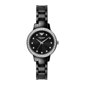 Emporio Armani Cleo Keramiek Horloge - Dames - Horloges - Zwart - ONE Size - Accessoires