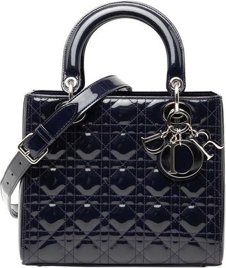 Dior Pre-owned Dior Medium Patent Cannage Lady Dior 16 BO 0156
