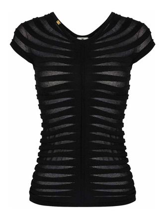 Elisabetta Franchi Fan Pattern Cotton Thread And Viscose Top