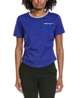 Gracia Round Neck Lace & Pocket T-Shirt