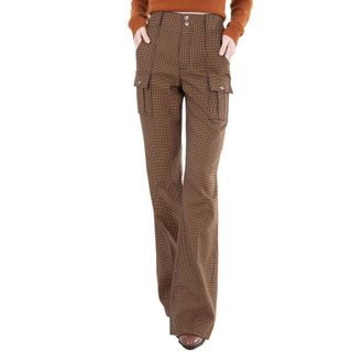 Chlo&eacute; Ladies In Houndstooth Cotton Wool High-rise Flared Trousers, Brand Size 36 (US Size 4)