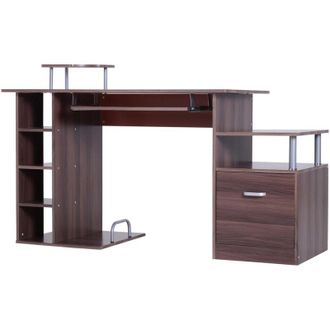 HOMCOM Scrivania per pc da Ufficio e Camera con Scaffale e Cassetto in Legno - Homcom