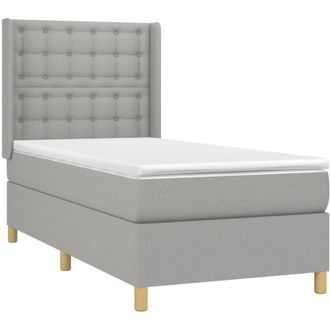 vidaXL Cama Box Spring Con Colch&oacute;n Tela Gris Claro 80x200 Cm Vidaxl