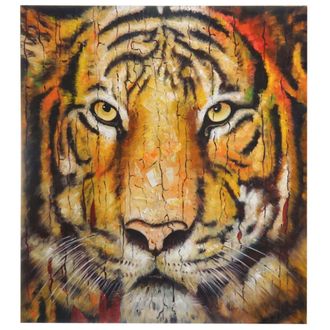 Hhg Hhg - Nunca Usado] Pintura Al &Oacute;leo Tigre, 100% Pintado A Mano Mural Pintura Xl, 100x90cm