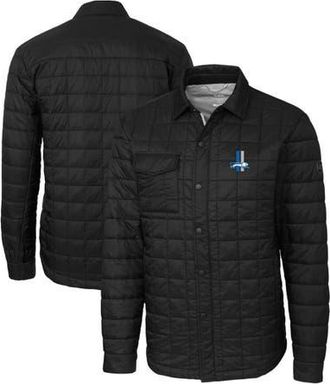 Cutter & Buck Mens Cutter & Buck Black Detroit Lions Throwback Logo Rainier PrimaLoft Eco Insulated Quilted Button-Up Shacket at Nordstrom, Size Small