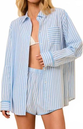 Solid & Striped Avril Button Down Shirt In Blue Lagoon Brule Stripe