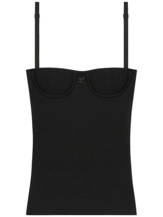 Courrèges lingerie interlock top - women - Viscose/Polyester - L - Black