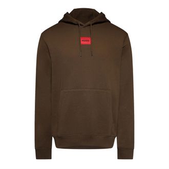 HUGO BOSS Hugo Daratschi herenhoodie van katoenen badstof met logo-label in bruin