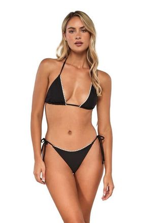 Swim Systems Pom Pom Triangle Bikini Swimsuit Top in Black at Nordstrom, Size Xxx-Large