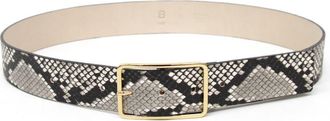 B-Low The Belt Milla Python Embossed Leather Belt in White/Gold at Nordstrom, Size X-Large