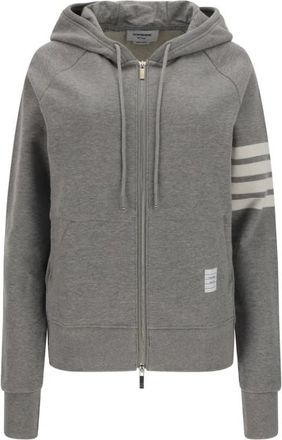Thom Browne Logo Hoodie - Dames - Vesten met rits - Grijs - M - Katoen - Hoodies & sweatvesten