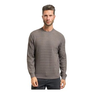 A|X Armani Exchange Round-neck Knitwear, male, Gray, 2XL, Wavy Texture Crew Neck Jumper