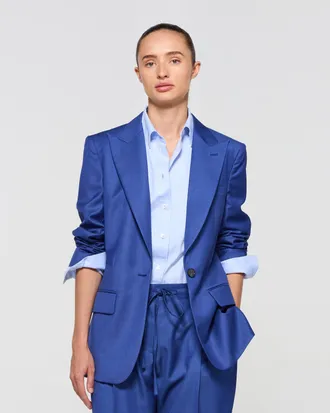 Serena Bute Wool Fitted Single Breasted Blazer - Cobalt Blue