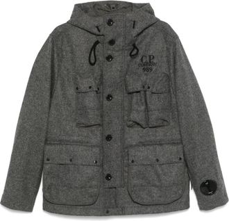 C.P. Company Antraciet Wollen Blend Ritsjas - Heren - Zomerjassen - Grijs - L - Wol - Jassen