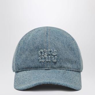Miu Miu Cappello con visiera azzurro in denim
