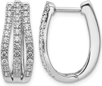 Diamond2Deal 14k White Gold 1 Ct Lab Grown Diamond Hinged Hoop Earrings