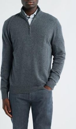 Nordstrom Quarter Zip Cashmere Sweater in Grey Embers Heather at Nordstrom Rack, Size Xx-Large