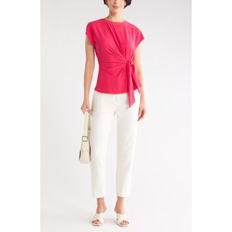 Nordstrom Rack Short Sleeve Tie Detail Top in Red Jazzy at Nordstrom Rack, Size X-Large