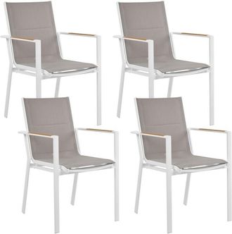 Beliani Set of 4 Garden Chairs BUSSETO Metal Grey