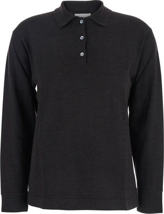 P.A.R.O.S.H. Gebreid poloshirt - Dames - Ronde hals truien - Bruin - XS - Wol - Truien & Vesten