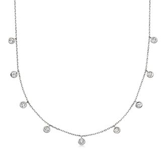Ross-Simons Lab-Grown Diamond Station Drop Necklace in Sterling Silver
