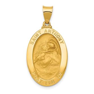 Diamond2Deal 14k Yellow Gold Polished and Satin St. Anthony Medal Hollow Pendant