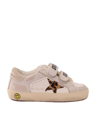 Golden Goose Sneakers Golden Goose Old School Tomaia in nappa e pelle Horsy Star in camoscio con tacco Bianco/Beige/Marrone e Leone Nero