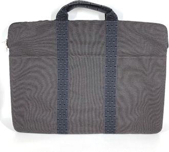 Herm&egrave;s Her Line Gray Canvas Briefcase (Pre-Owned)
