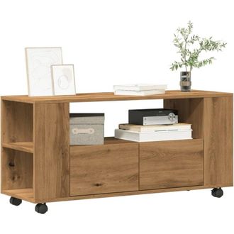 vidaXL Vidaxl - Mobile Porta tv con Ruote Artigianale 102x34,5x43 cm Truciolato
