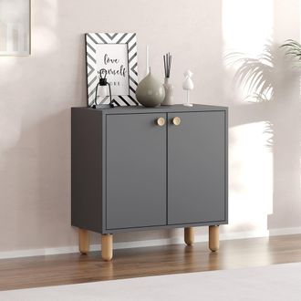 Dmora Alacena Pontida, Aparador Con Estante, 2 Puertas, 2 Compartimentos, 72x36x73h Cm Negro Antracita