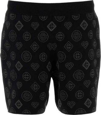 Casablanca Geborduurde Stretch Jacquard Bermuda Shorts - Heren - Korte Broeken - Zwart - L - Polyester - Korte Broeken