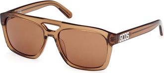 GCDS GD0058 45E Mens Sunglasses Brown Size 56