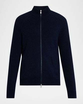 Brunello Cucinelli Men & apos;s Cotton Rib Full-Zip Cardigan